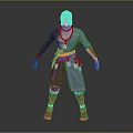 Mythical Fantasy Character With White Hair Red Tattoos Blue Robe And Dragon Themed Accessories