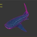 3D Rendered Blue Whale Shark Featuring White Spots And Lines On Gray Background