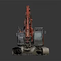 Hitachi Orange Tracked Excavator With Front Bucket For Construction Work 3d model