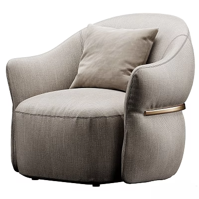 Modern Elegant Beige Fabric Leisure Chair With Soft Cushion And Golden Metal Accent 3d model