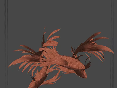 Red Bird Shaped Pendant with Feather Details and Three dimensional Design for Decorative Use 3d model