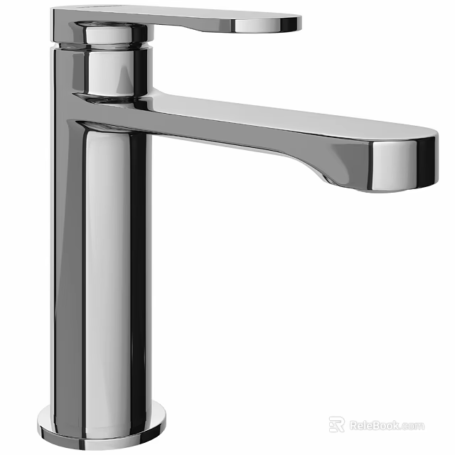 Modern Chrome Bathroom Faucet With Single Handle Sleek Design And Polished Surface 3d model 