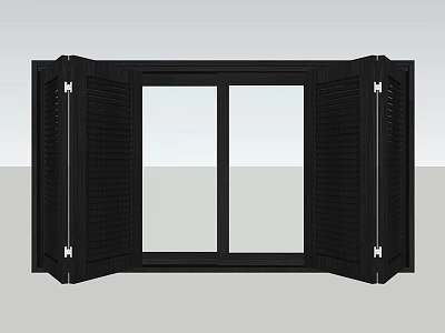 Black Modern Window Shutters With Open Folding Design For Home Interior Decoration 3d model