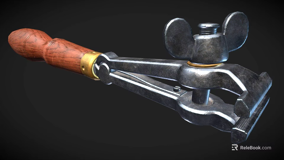 High Quality Hardware Adjustable Wrench With Wooden Handle And Metal Adjustment Knobs 3d model 