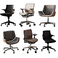 Collection of Modern Office Chairs with Different Designs and Swivel Wheels