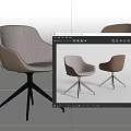 Modern Office Chairs with Light Gray and Brown Upholstery Metal Star Base