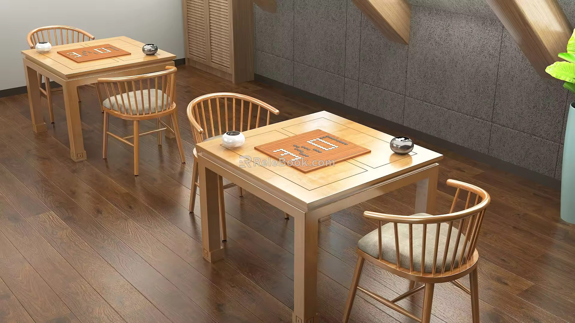 Go Table Chess Table Chess and Cards Room New Chinese Style Table and Chair Leisure Chair Lounge Activity Room Reading Room Mentalist Chair Loft Table 3d model