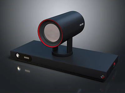 Bosch Video Conference Camera with Red Ring Lens Black Desktop Base and Interface Ports 3d model