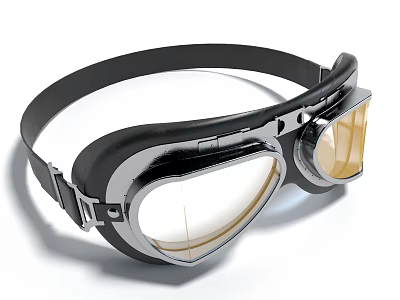 Vintage Industrial Goggles Design With Black Strap And Clear Lenses 3d model