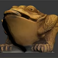 Golden Toad Statue With Intricate Carved Patterns On Black Background