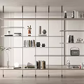 Modern Open Shelves Bookshelf With Books Decorations And Green Plant