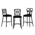 Stylish Metal Frame Bar Stools With Various Backrest Designs And Dark Seats