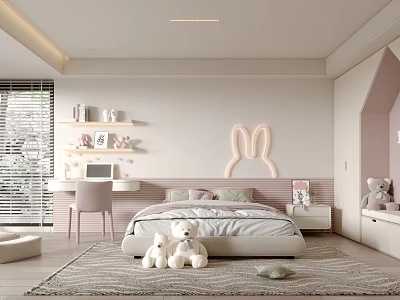 Modern children's room cream girl room 3d model