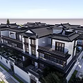 Chinese Style Townhouse Exterior With White Walls Black Tiles And Courtyard Design