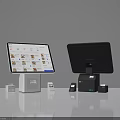 Modern Commercial POS Equipment Featuring Touchscreen Display Customer Monitor And Payment Devices