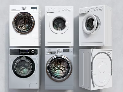 Multiple Front Loading Washing Machines With Modern Design And Various Styles 3d model
