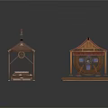 Traditional Ancient Wooden Textile Equipment With Scrolls Fabric And Frames