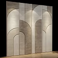 Modern Decorative Wall Design With Geometric Arched Shapes Beige And Light Brown Stone Texture