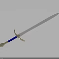 Silver Blade Sword With Blue Hilt And Metallic Accents On Dark Background