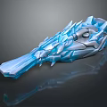 Ice Blue Crystal Dragon Shaped Weapon With Sharp Edges And Glossy Surface 3d model
