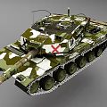 Highly Detailed Camouflage Tank With Red Cross Tracks And Barrel