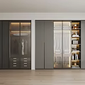 Modern Wardrobe Design With Glass Doors Hanging Rods Drawers And Open Shelves