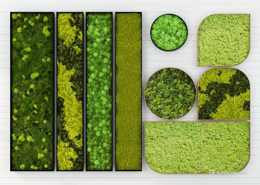 Living Wall Decorative Design Featuring Various Shapes And Lush Green Foliage Patterns 3d model 