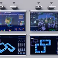 Projection Monitoring System With Multiple Screens Showing Real Time Data Visualization Maps And Charts