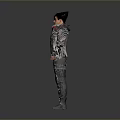 3D Male Character Model With Silver Red Decorated Jacket And Black Pants Standing Pose