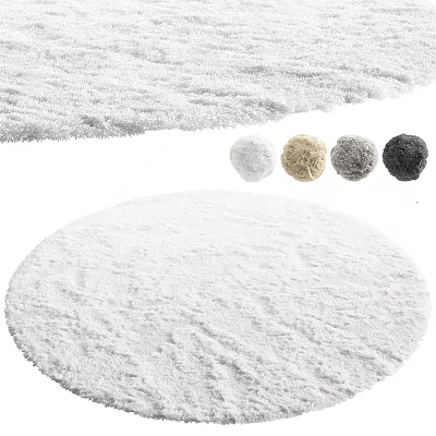 Round Rug Soft Plush Design Available in White Beige Grey Black Colors 3d model