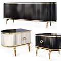 Elegant Modern Storage Cabinet With Gold Accents Black White Drawers Sleek Design