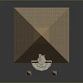 Scenic Ancient Pyramid Landscape Featuring Brick Structure Golden Top Stone Pillars and Entrance