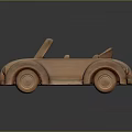 Electric Wooden Toy Convertible Car with Open Top Seat and Round Wheels