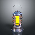 Vintage Electronic Lantern With Metal Construction And Bright Yellow Light Source 3d model