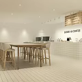 Sober Hi Coffee Shop Interior With Wooden Tables Beige Chairs And Menu Boards
