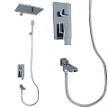 Contemporary Chrome Bathroom Faucet with Handheld Shower and Flexible Hose
