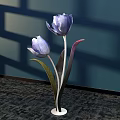 Modern Floral Display With Purple Tulips White Base And Soft Shadow Effects