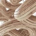 Unique Wooden Chandeliers With Twisted Spiral Design For Modern Interior Decor