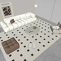 Modern Sofa Coffee Table Combination Sofa Stool Lazy Sofa Hanging Picture Fruit Floor Lamp 3d model