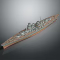 Detailed Historical Battleship Model As Naval Water Transport With Large Turrets And Structures