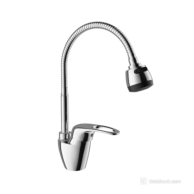 Modern Kitchen Faucet with Flexible Spout Sleek Chrome Finish and Stylish Design 3d model 