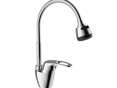 Modern Kitchen Faucet with Flexible Spout Sleek Chrome Finish and Stylish Design 3d model