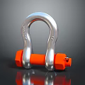 Strong Silver U Shaped Hardware Tool Shackle With Orange Threaded Nuts 3d model