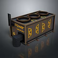 Industrial Power Generator Container With Four Circular Vents And Yellow Accents