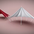 Playground Equipment Featuring Red And White Canopy Tents With White Support Poles