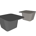 Two Modern Square Coffee Tables in Dark Gray and Light Gray Minimalist Design