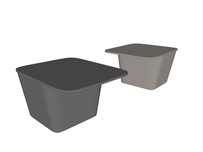 Two Modern Square Coffee Tables in Dark Gray and Light Gray Minimalist Design 3d model