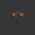 Sci-Fi Weapon with Dual Orange Barrels Metallic Structure and Green Glowing Elements