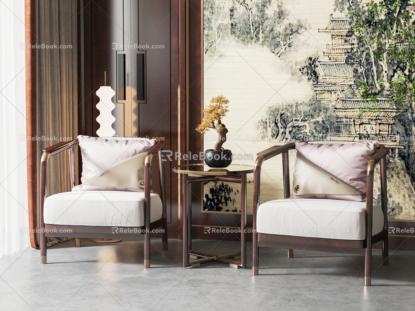 New Chinese style leisure sofa combination leisure chair combination 3d model