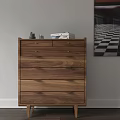 Wooden Chest of Drawers in Modern Minimalist Style with Decor Items Books and Wall Art